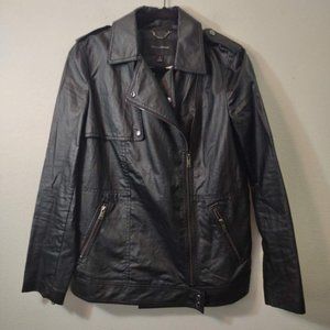 Banana Republic Black Coated Linen Moto Jacket S